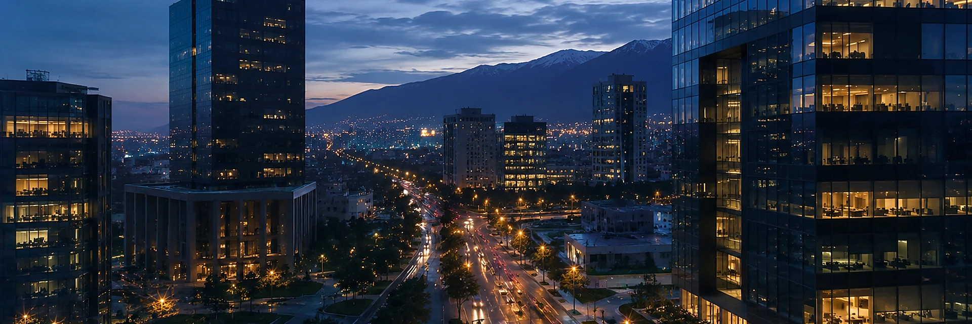 Tehran city routes at dusk
