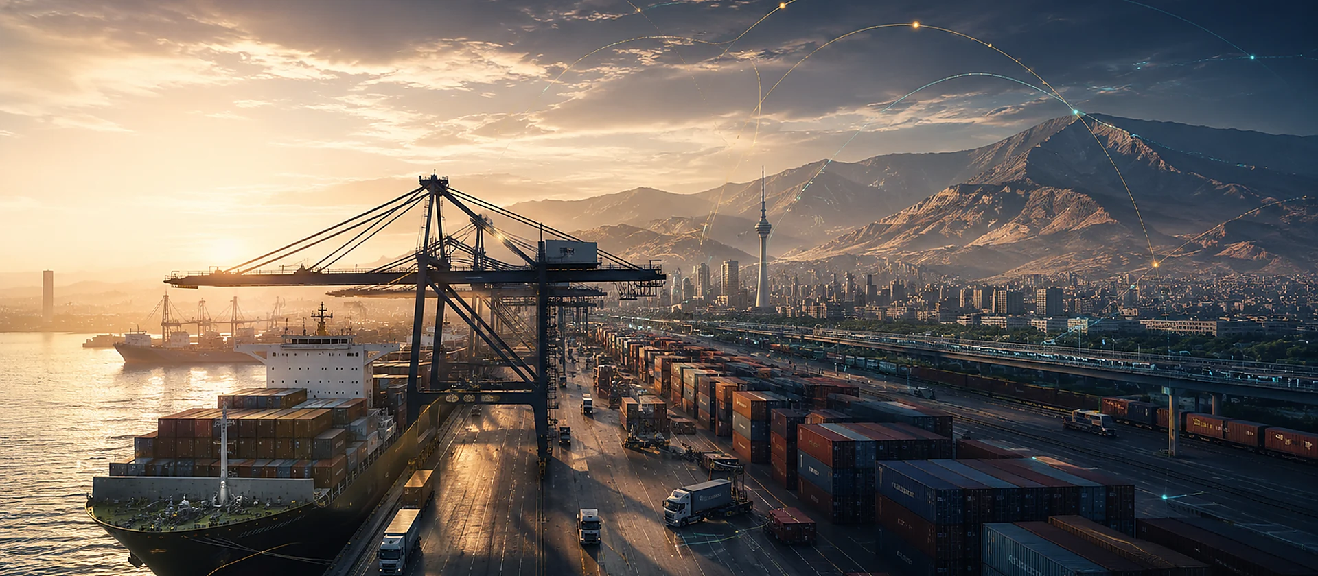 Freight terminal and international trade routes around Tehran