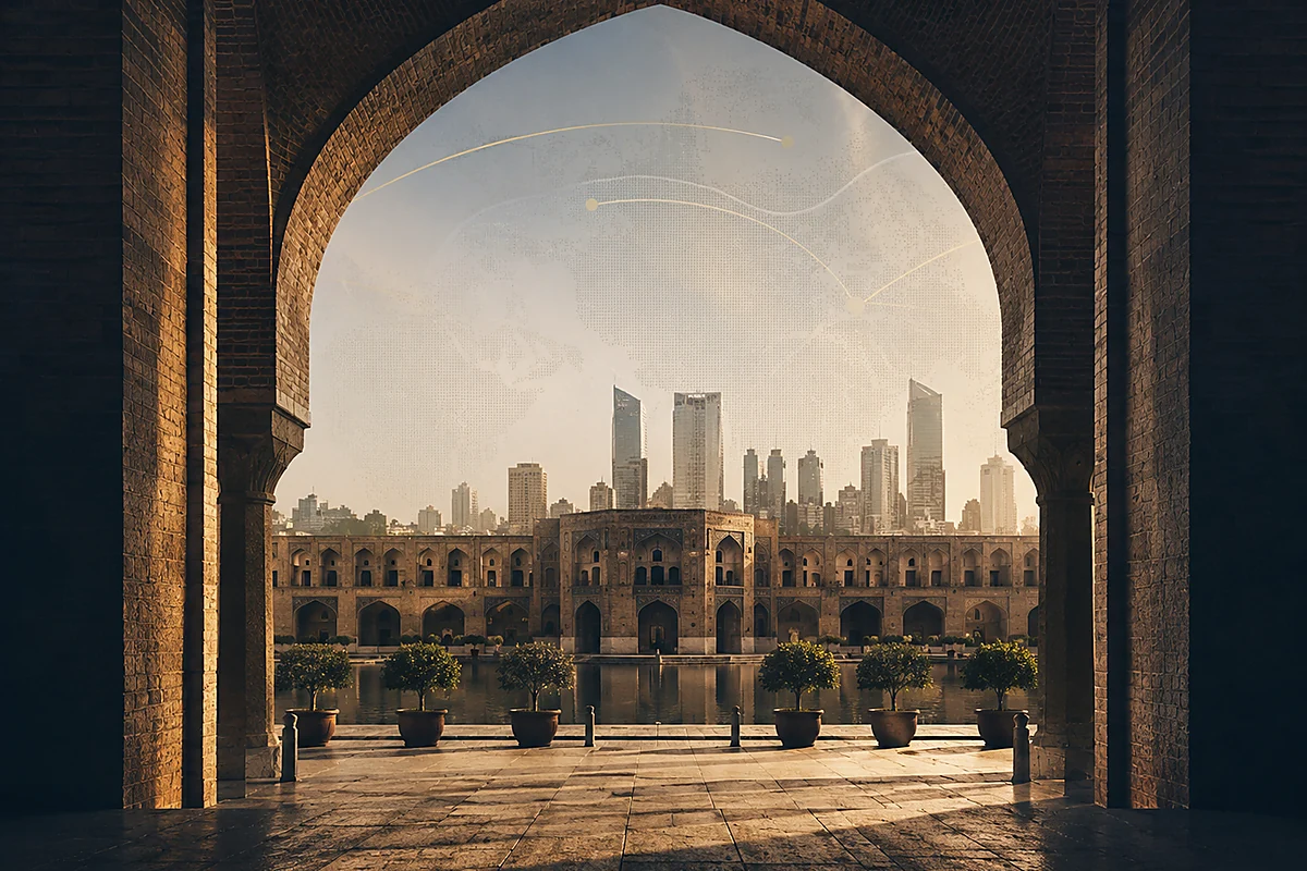 Tehran city routes at dusk