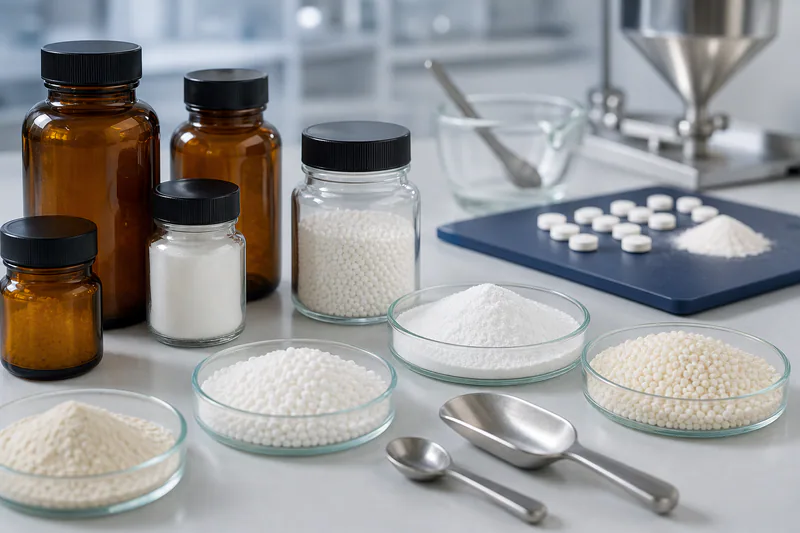 پودر، گرانول و ظروف آزمایشگاهی مواد جانبی دارویی